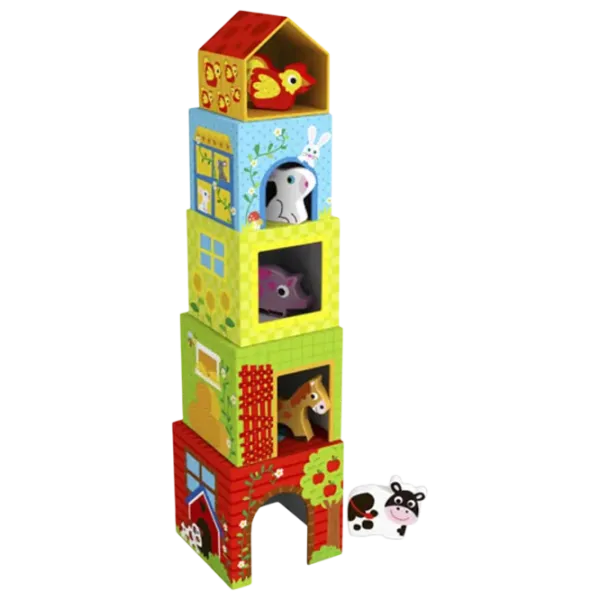 Развивающий набор Tooky Toy Animal Cube Pyramid 1+/ Логическая игра photo 1