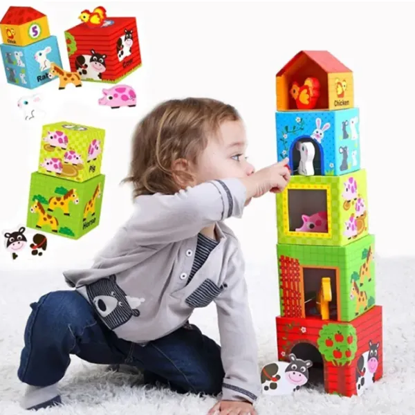 Развивающий набор Tooky Toy Animal Cube Pyramid 1+/ Логическая игра photo 3