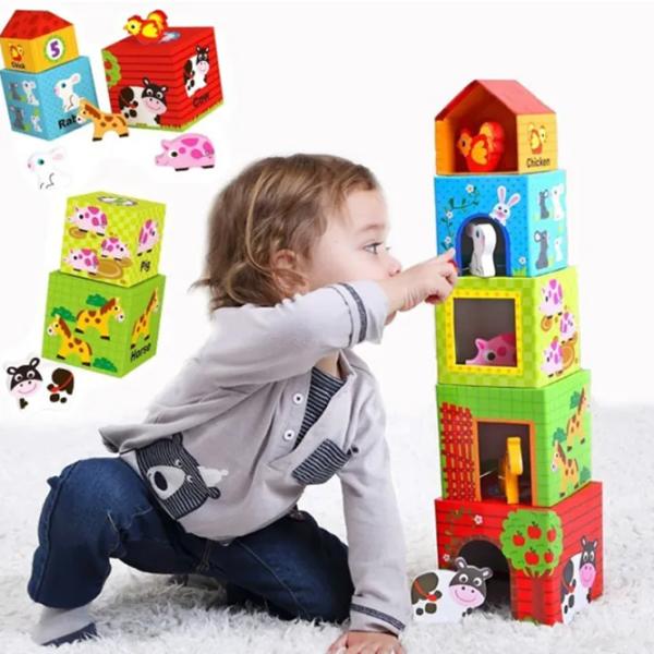 Развивающий набор Tooky Toy Animal Cube Pyramid 1+/ Логическая игра photo 3
