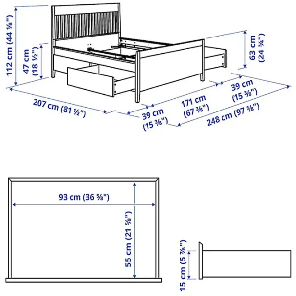 Кровать Ikea Idanas 160 x 200 см / Шпон / Коричневый photo 7
