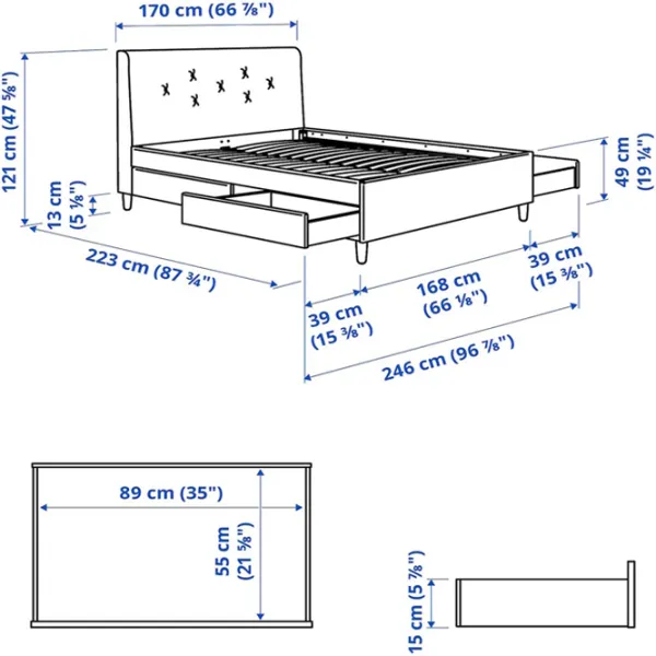 Кровать Ikea Idanas/Naggen 160 x 200 см / Шпон / Бежевый photo 11