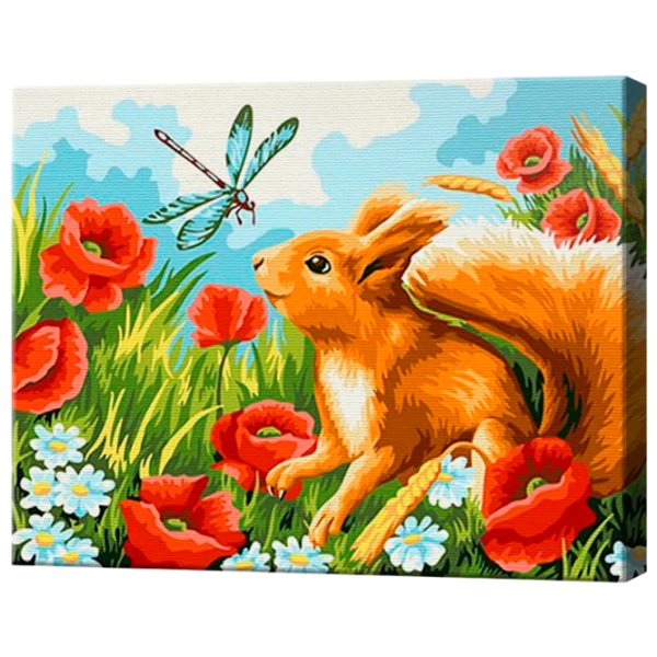 Pictură pe numere Art Gallery Veverița și libelula EX7458 40 x 30 cm / Orizontală photo 1