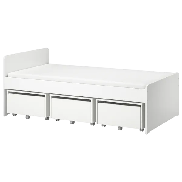 Детская кровать Ikea Slakt 3 90 x 200 см / Массив / Белый photo 1