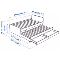 Кровать Ikea Slakt 90 x 200 см / Массив / Белый photo 12