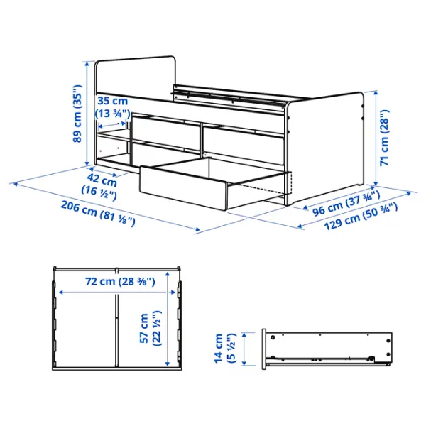 Детская кровать Ikea Slakt/Nattapa 90 x 200 см / Массив / Белый photo 7