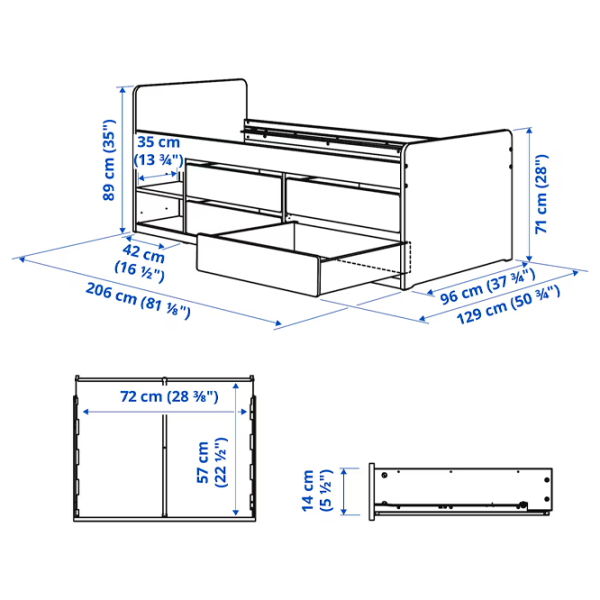 Детская кровать Ikea Slakt/Nattapa 90 x 200 см / Массив / Белый photo 7