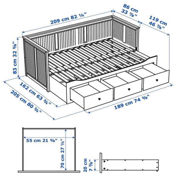 Кровать Ikea Hemnes Afjall Medium 80 x 200 cm / Массив / Белый photo 9