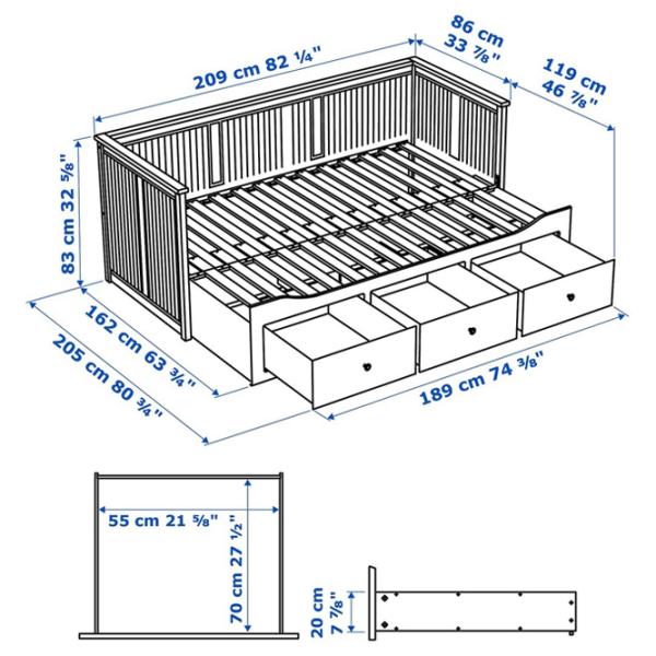 Pat Ikea Hemnes Afjall Medium 80 x 200 cm / Masiv / Gray photo 9