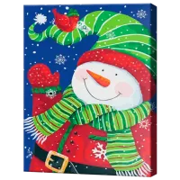 Pictură pe numere Art Gallery Om de zăpadă asistent al lui Mos Crăciun EX7955 40 x 30 cm / Verticală