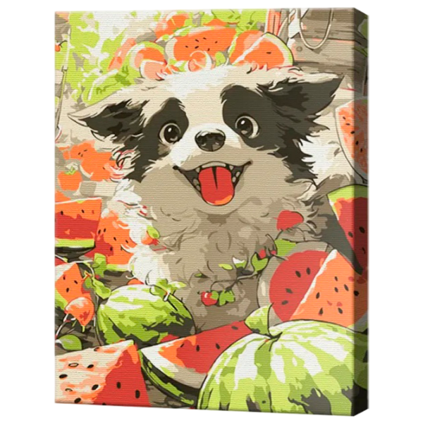 Картина по номерам Art Gallery Щенок и арбузы EX8454 40 x 30 cm / Вертикальная photo 1