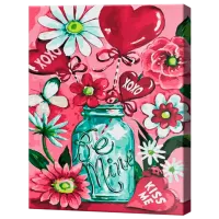 Картина по номерам Art Gallery Цветы и сердечки EX8528 40 x 30 cm / Вертикальная