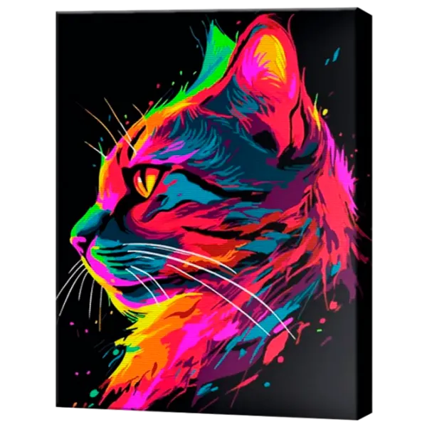 Pictură pe numere Art Gallery Profil neon al motanului EX8609 40 x 30 cm / Verticală photo 1