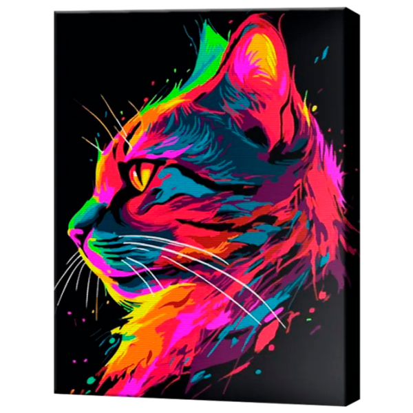 Pictură pe numere Art Gallery Profil neon al motanului EX8609 40 x 30 cm / Verticală photo 1