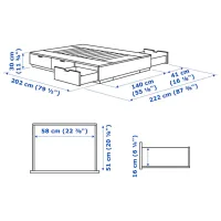 Кровать Ikea Nordli 140 x 200 см / Шпон / Белый photo 6