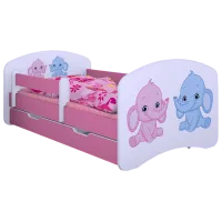 Детская кровать Happy Babies Happy Elephants 80 x 160 см / Щит / Розовый