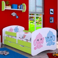 Детская кровать Happy Babies Happy Elephants 80 x 160 см / Щит / Зеленый photo 2