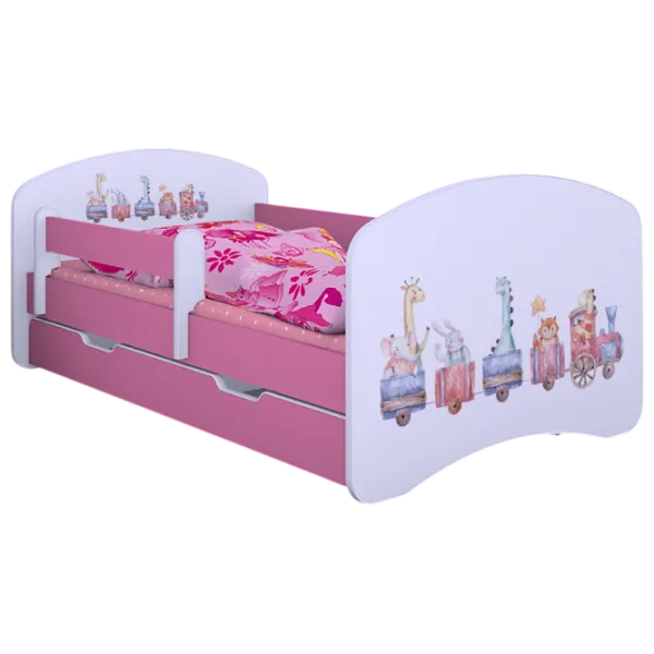 Pat pentru copii Happy Babies Happy Pastel Animals L06 90 x 180 cm / Placa / Pink photo 1 Pat pentru copii Happy Babies Happy Pastel Animals L06 90 x 180 cm / Placa / Pink photo 1