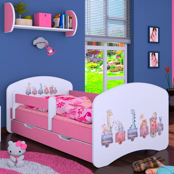 Pat pentru copii Happy Babies Happy Pastel Animals L06 90 x 180 cm / Placa / Pink photo 2 Pat pentru copii Happy Babies Happy Pastel Animals L06 90 x 180 cm / Placa / Pink photo 2