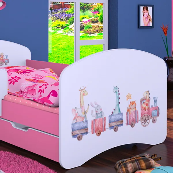 Pat pentru copii Happy Babies Happy Pastel Animals L06 90 x 180 cm / Placa / Pink photo 4 Pat pentru copii Happy Babies Happy Pastel Animals L06 90 x 180 cm / Placa / Pink photo 4