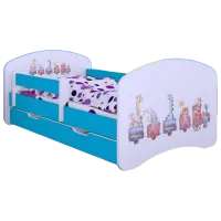 Pat pentru copii Happy Babies Happy Pastel Animals L06 90 x 180 cm / Placa / Blue