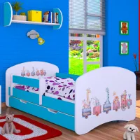 Pat pentru copii Happy Babies Happy Pastel Animals L06 90 x 180 cm / Placa / Blue photo 2
