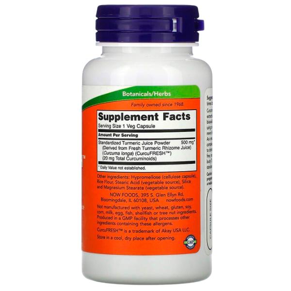 Supliment alimentar Now Foods CurcuFresh 60 photo 2 Supliment alimentar Now Foods CurcuFresh 60 photo 2