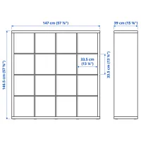 Стеллаж Ikea Kallax 147 x 147 x 39см cm / ЛДСП / Черный Коричневый photo 2