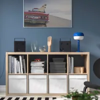 Etajeră Ikea Kallax 147 x 77 x 39 cm / PAL / Whitewashed Oak photo 4