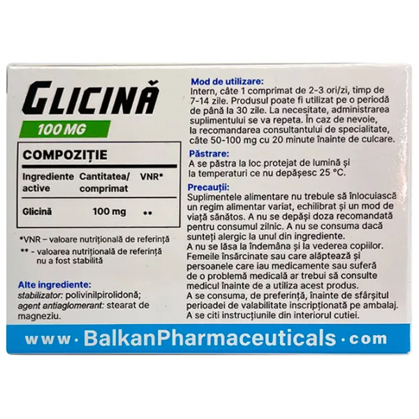 Vitamine Balkan Pharmaceuticals Glycine 60 photo 2 Vitamine Balkan Pharmaceuticals Glycine 60 photo 2