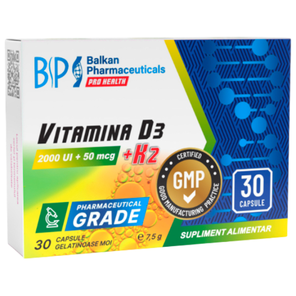 Vitamine și minerale Balkan Pharmaceuticals Vitamina D3+K2 30 photo 1 Vitamine și minerale Balkan Pharmaceuticals Vitamina D3+K2 30 photo 1