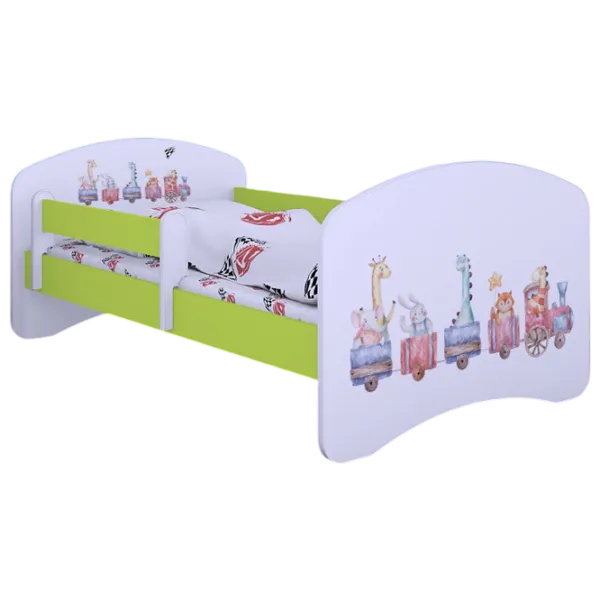 Pat pentru copii Happy Babies Happy Pastel Animals L07 90 x 190 cm / Placa / Green photo 1 Pat pentru copii Happy Babies Happy Pastel Animals L07 90 x 190 cm / Placa / Green photo 1