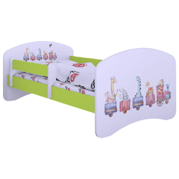 Pat pentru copii Happy Babies Happy Pastel Animals L07 90 x 190 cm / Placa / Green photo 1 Pat pentru copii Happy Babies Happy Pastel Animals L07 90 x 190 cm / Placa / Green photo 1