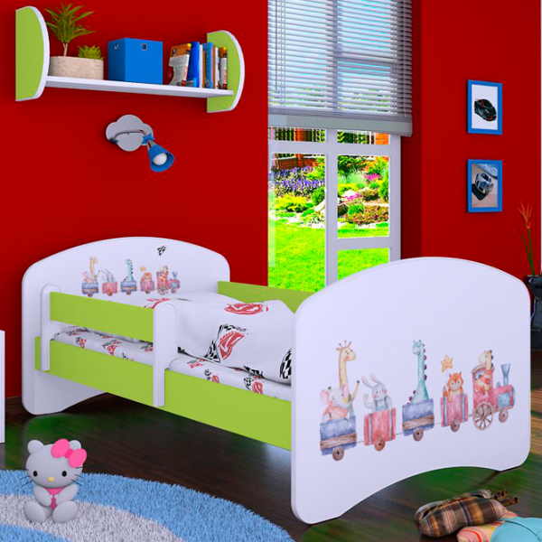 Pat pentru copii Happy Babies Happy Pastel Animals L07 90 x 190 cm / Placa / Green photo 2 Pat pentru copii Happy Babies Happy Pastel Animals L07 90 x 190 cm / Placa / Green photo 2
