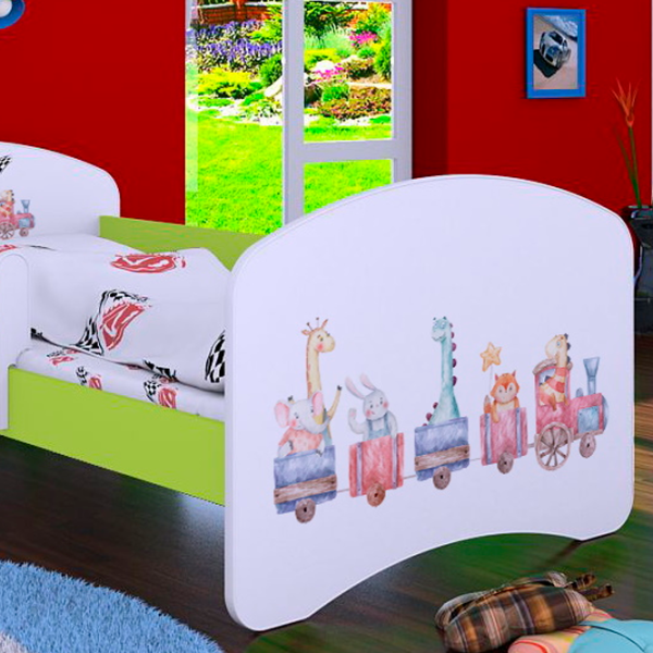 Pat pentru copii Happy Babies Happy Pastel Animals L07 90 x 190 cm / Placa / Green photo 4 Pat pentru copii Happy Babies Happy Pastel Animals L07 90 x 190 cm / Placa / Green photo 4