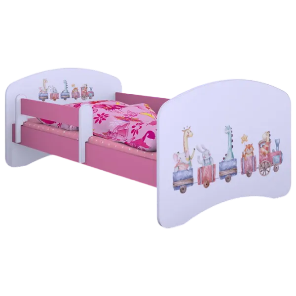 Pat pentru copii Happy Babies Happy Pastel Animals L07 90 x 190 cm / Placa / Pink photo 1 Pat pentru copii Happy Babies Happy Pastel Animals L07 90 x 190 cm / Placa / Pink photo 1
