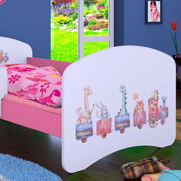 Pat pentru copii Happy Babies Happy Pastel Animals L07 90 x 190 cm / Placa / Pink photo 4 Pat pentru copii Happy Babies Happy Pastel Animals L07 90 x 190 cm / Placa / Pink photo 4