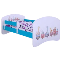 Pat pentru copii Happy Babies Happy Pastel Animals L07 90 x 190 cm / Placa / Blue