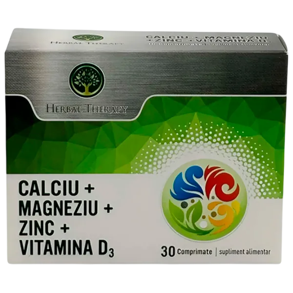 Vitamine și minerale Herbal Therapy Calciu + Magneziu + Zinc + Vitamina D3 30 photo 1 Vitamine și minerale Herbal Therapy Calciu + Magneziu + Zinc + Vitamina D3 30 photo 1