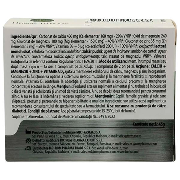 Vitamine și minerale Herbal Therapy Calciu + Magneziu + Zinc + Vitamina D3 30 photo 2 Vitamine și minerale Herbal Therapy Calciu + Magneziu + Zinc + Vitamina D3 30 photo 2