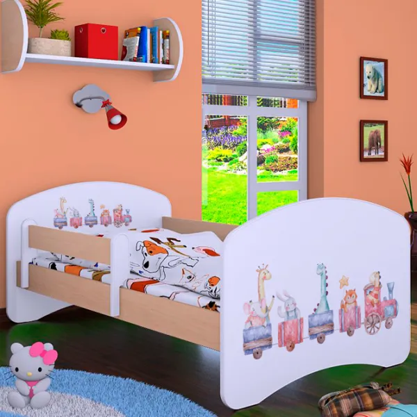 Pat pentru copii Happy Babies Happy Pastel Animals L07 90 x 190 cm / Placa / Light Pear photo 2 Pat pentru copii Happy Babies Happy Pastel Animals L07 90 x 190 cm / Placa / Light Pear photo 2