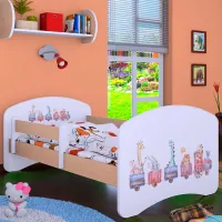 Pat pentru copii Happy Babies Happy Pastel Animals L07 90 x 190 cm / Placa / Light Pear photo 2