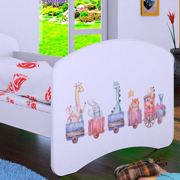Pat pentru copii Happy Babies Happy Pastel Animals L07 90 x 190 cm / Placa / White photo 4 Pat pentru copii Happy Babies Happy Pastel Animals L07 90 x 190 cm / Placa / White photo 4