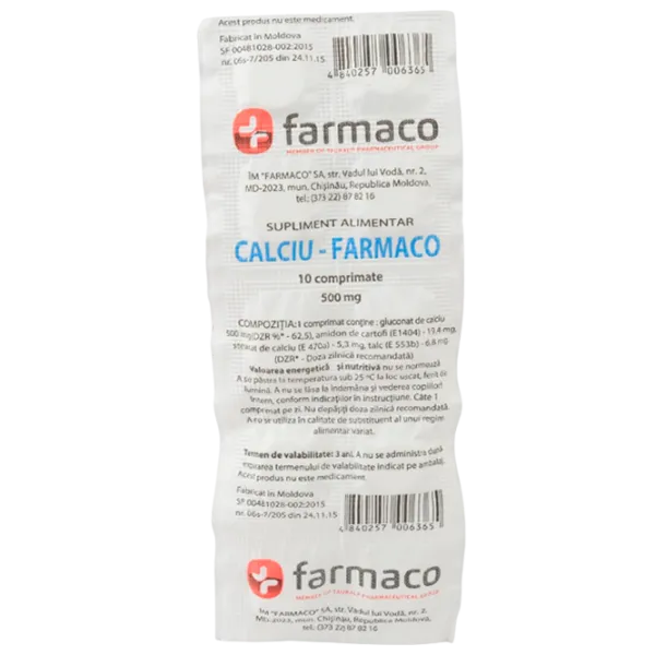 Vitamine și minerale Farmaco Calciu 10 photo 1 Vitamine și minerale Farmaco Calciu 10 photo 1