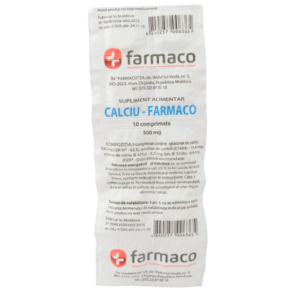 Vitamine și minerale Farmaco Calciu 10 photo 1 Vitamine și minerale Farmaco Calciu 10 photo 1