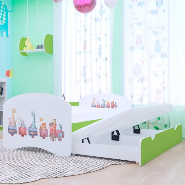 Pat pentru copii Happy Babies Happy Pastel Animals 80 x 160 cm / PVC / Green photo 2