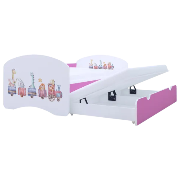 Pat pentru copii Happy Babies Happy Pastel Animals 80 x 160 cm / PVC / Pink photo 1 Pat pentru copii Happy Babies Happy Pastel Animals 80 x 160 cm / PVC / Pink photo 1