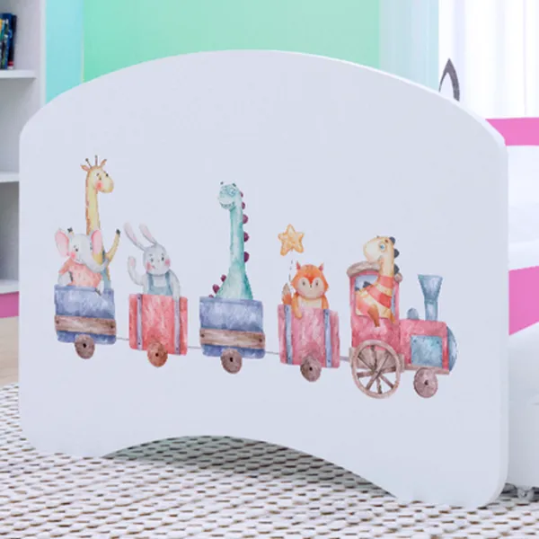 Pat pentru copii Happy Babies Happy Pastel Animals 80 x 160 cm / PVC / Pink photo 4 Pat pentru copii Happy Babies Happy Pastel Animals 80 x 160 cm / PVC / Pink photo 4