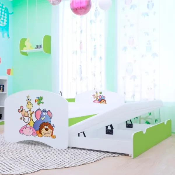 Pat pentru copii Happy Babies Happy Safari 90 x 180 cm / PVC / Green photo 1 Pat pentru copii Happy Babies Happy Safari 90 x 180 cm / PVC / Green photo 1