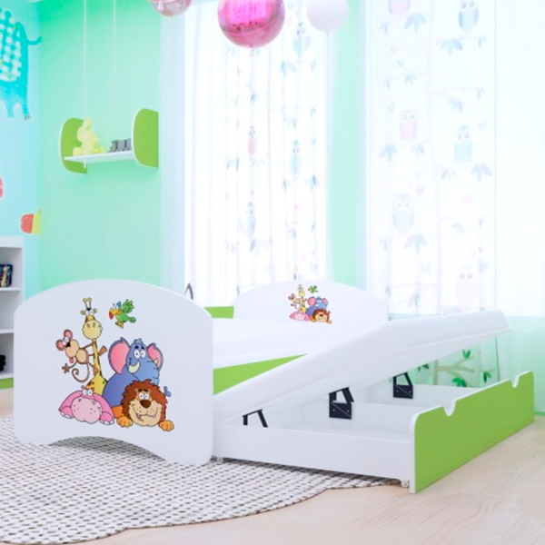 Pat pentru copii Happy Babies Happy Safari 90 x 180 cm / PVC / Green photo 1 Pat pentru copii Happy Babies Happy Safari 90 x 180 cm / PVC / Green photo 1