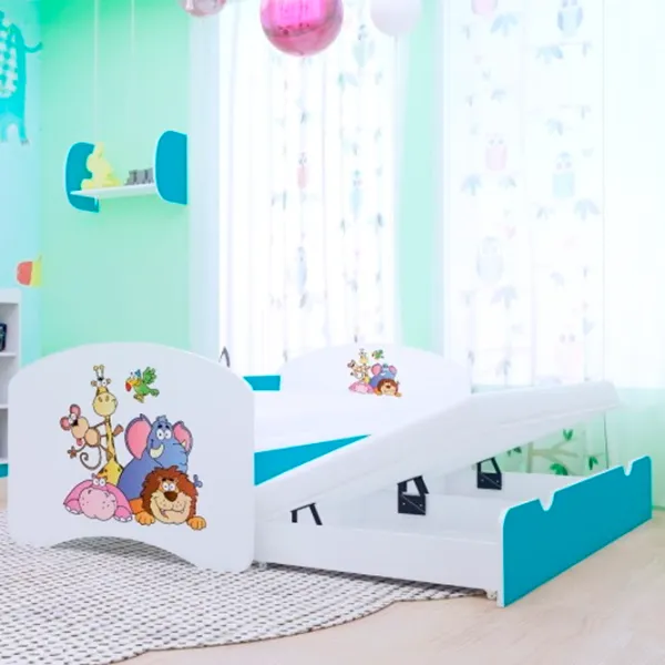 Pat pentru copii Happy Babies Happy Safari 90 x 180 cm / PVC / Blue photo 1 Pat pentru copii Happy Babies Happy Safari 90 x 180 cm / PVC / Blue photo 1